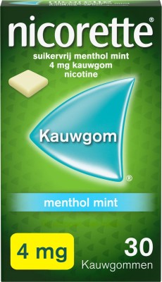 Nicorette Suikervrije Kauwgom Menthol Mint 4 mg -  1 x 30 stuks