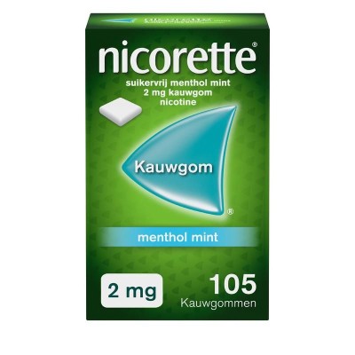 Nicorette Suikervrij Kauwgom Menthol Mint 2mg - 105 stuks
